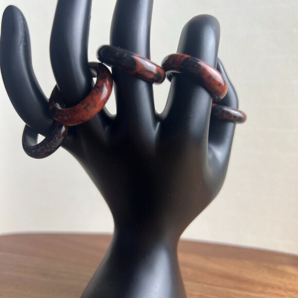 Solid Mohogany Obsidian Ring, Unisex 6.5mm Band, Chakra Ring Size 8 - Picture 3 of 6